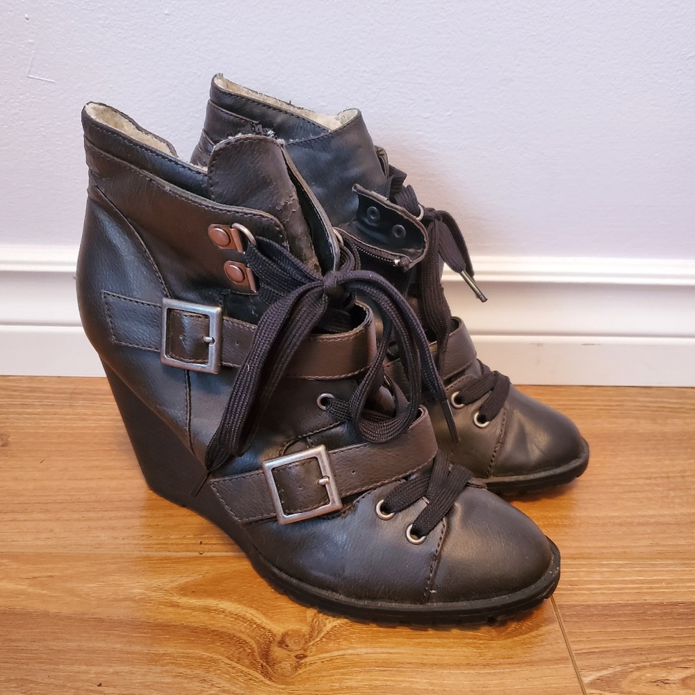 Candies Dark Brown Ankle Boots